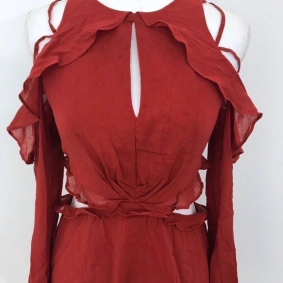 Revolve Red Carter Cold Shoulder Side Cut Dress - Picture 6 of 7
